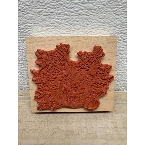1997 PSX Give Thanks Basket Wood Mounted Rubber Stamp - Picture 2 of 5